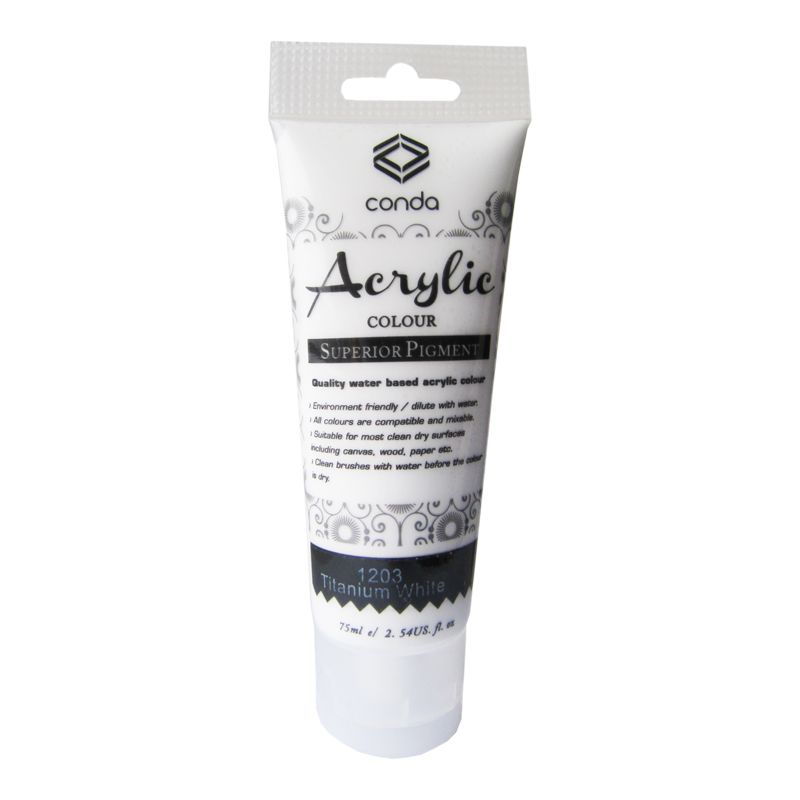 Akrila krāsa, 75ml, 1203 balta (Titanium White) (550-03433)