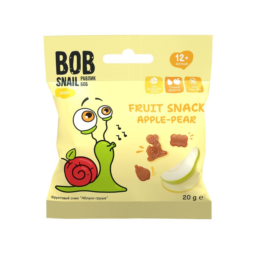 Ābolu un bumbieru uzkoda BOB SNAIL, 20g (450-27780)