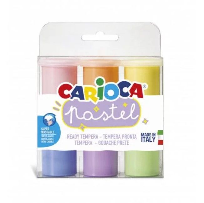 Tempera krāsa CARIOCA Pastel, 6 krāsas