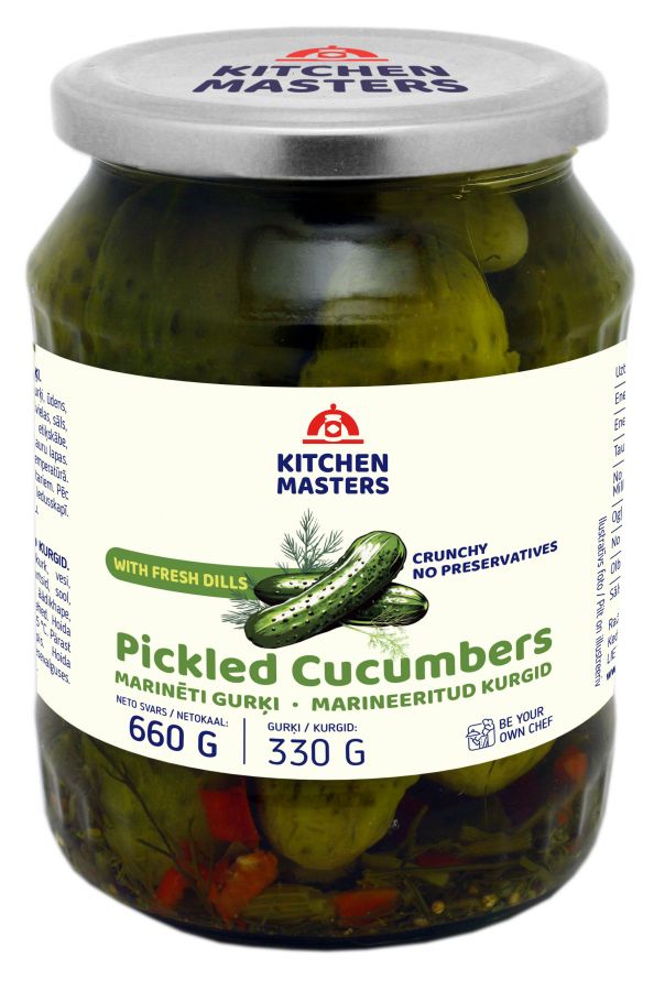 Gurķi marinēti KITCHEN MASTERS, 660g/330g (450-22991)