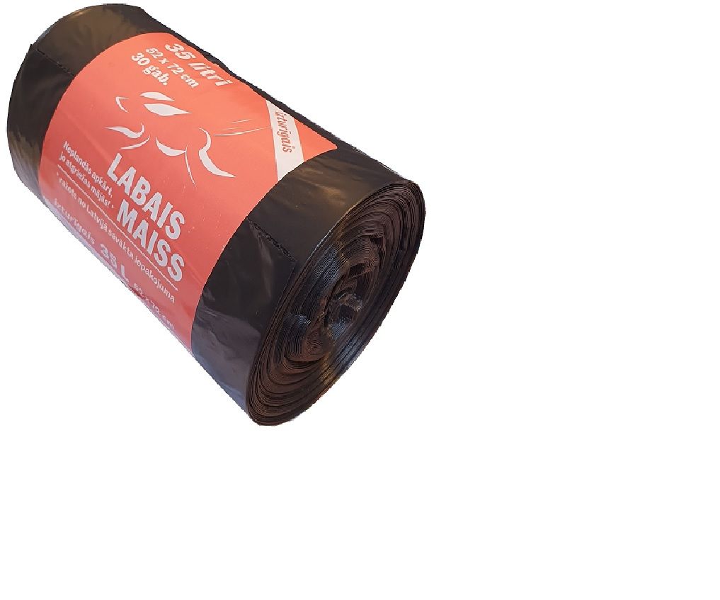 Atkritumu maisi LABAIS MAISS LDPE, 35l, melni, 52x72cm, 33mk, 30gab (400-11912)