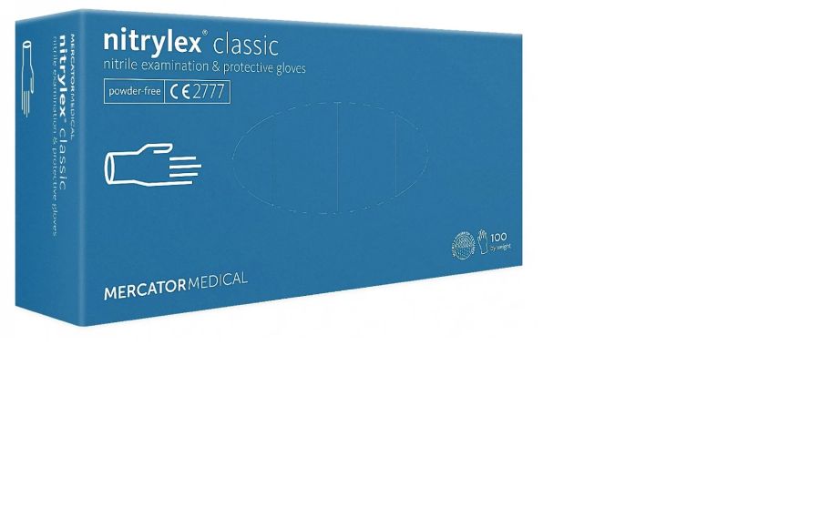 Cimdi nitrila Nitrylex Classic, bez pūdera, zili, XL izm., 100gab (400-10557)
