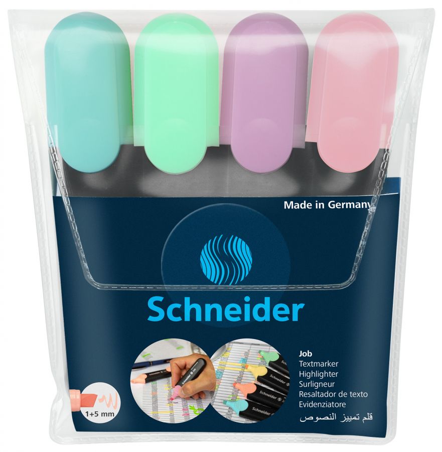 Teksta marķieri SCHNEIDER Job, 4 pasteļtoņi