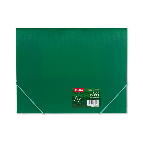 Mape ar gumiju PATIO, 0.45 mm, A4 formāts, zaļa (150-03682)