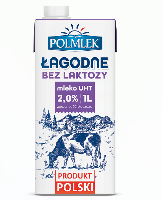 Piens POLMLEK, 2%, bez laktozes, UHT