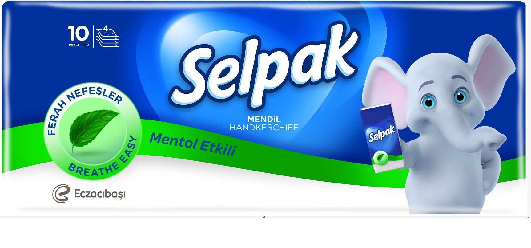 Papīra kabatlakatiņi SELPAK Menthol, 4 kārtas