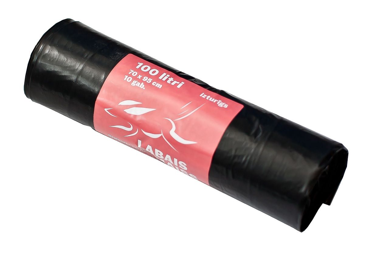 Atkritumu maisi LABAIS MAISS LDPE, 100l, melni, 70x95cm, 33mk, 10gab (400-11914)