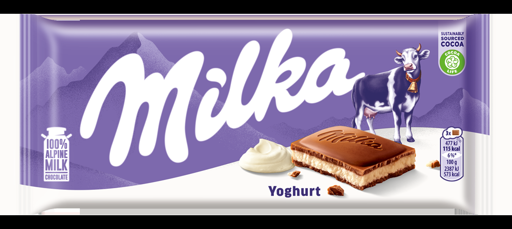 Piena šokolāde MILKA ar jogurta pildījumu, 100g (450-25778)