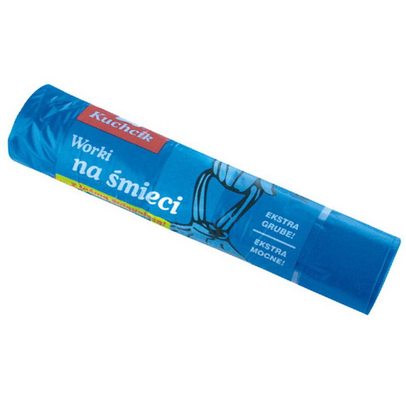 Aizsienami atkritumu maisi KUCHCIK, tilpums 120 L, 10 gab., 30 mkr, LDPE, zilā krāsā (400-01331)