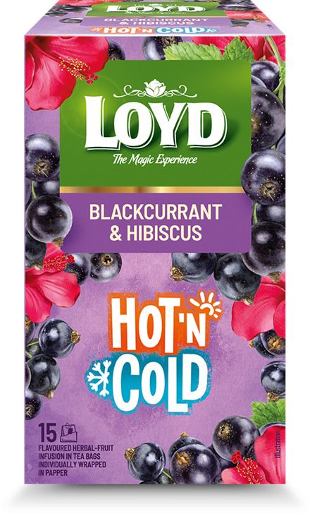 Augļu tējas dzēriens LOYD HOT&COLD upeņu un hibiska garša, 15x2g (450-28282)