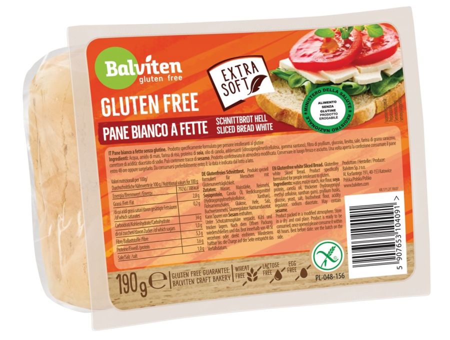 Baltā brokastu maize BALVITEN, bez glutēna, 190g (450-27448)