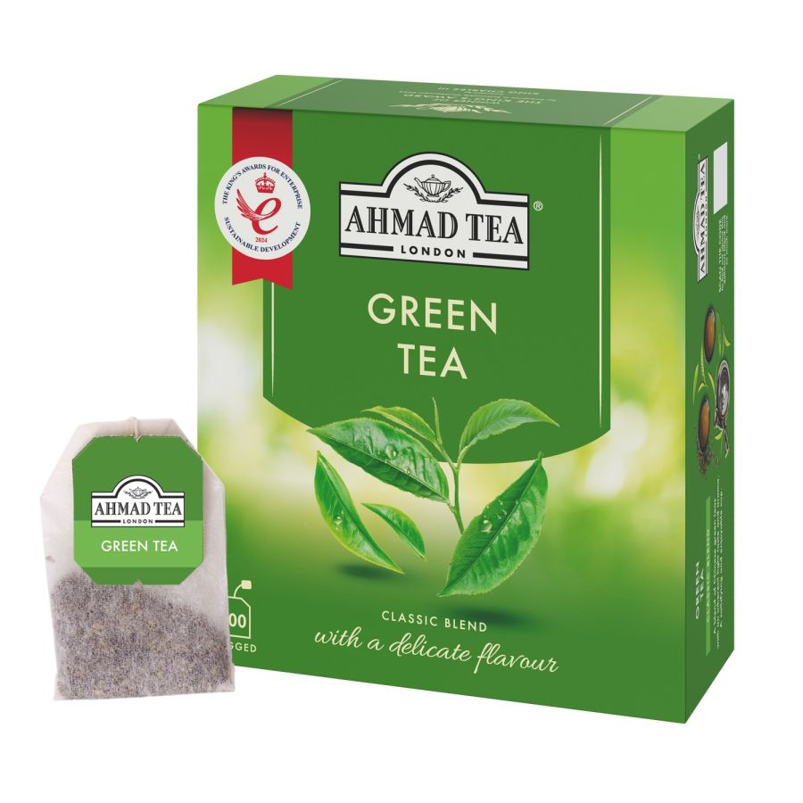 Zaļā tēja AHMAD GREEN, 100 maisiņi
