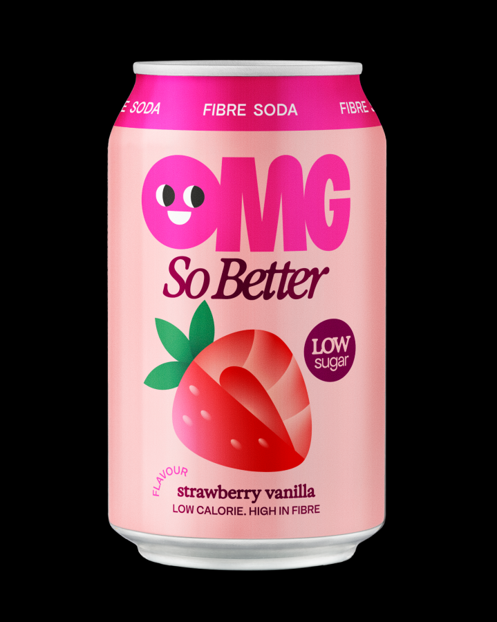 Gāzēts dzēriens OMG Strawberry Vanilla, bundžā