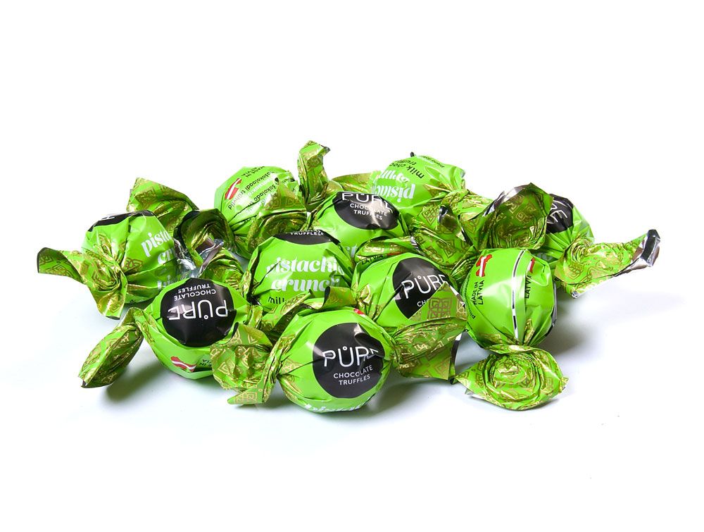 Piena šokolādes trifeles ar pistācijas krēma pildījumu 1 kg, PURE (450-27887)