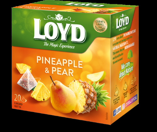 Augļu tēja LOYD Pyramids ar ananasu un bumbieru garšu, 20x2 g (450-11627)