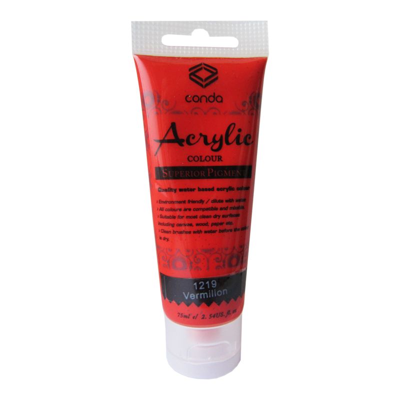 Akrila krāsa, 75ml, 1219 spilgti sarkana (Vermilion) (550-03418)