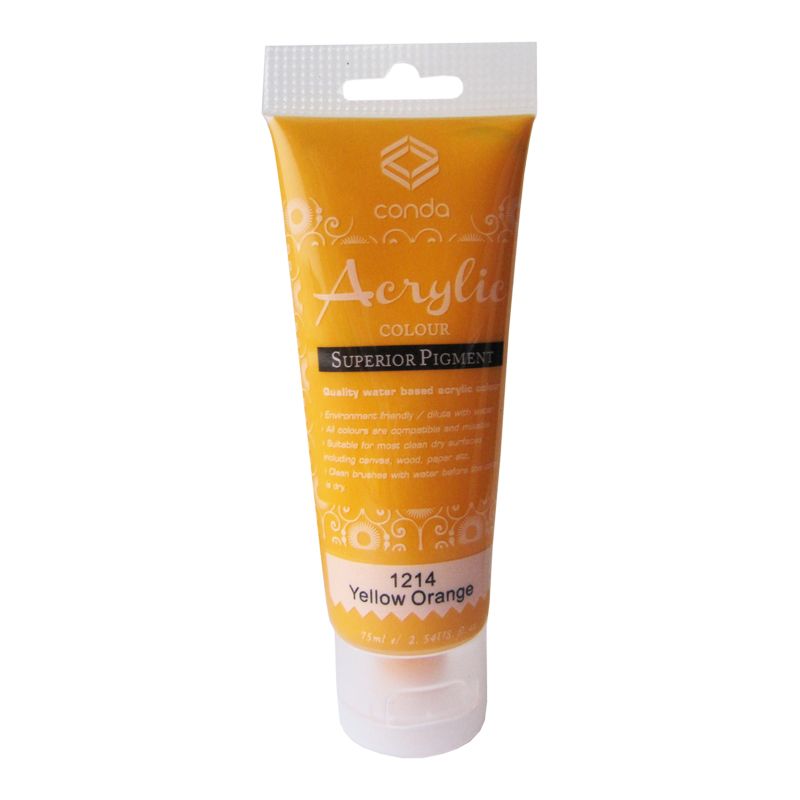 Akrila krāsa, 75ml, 1214 oranži dzeltena (Yellow Orange) (550-03414)