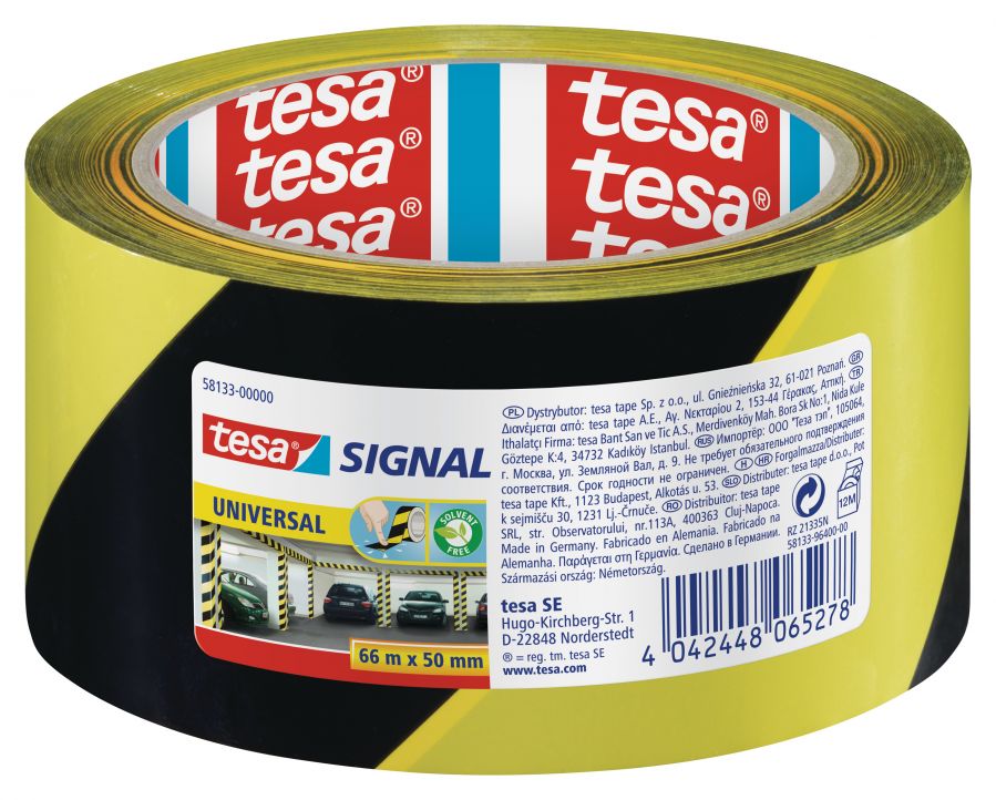 Drošības līmlente tesa® Signal, PP, melna/dzeltena
