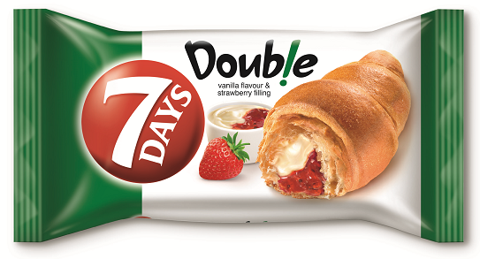 7DAYS Double kruasāns ar vaniļas un zemeņu pildījumu 60g (450-27221)