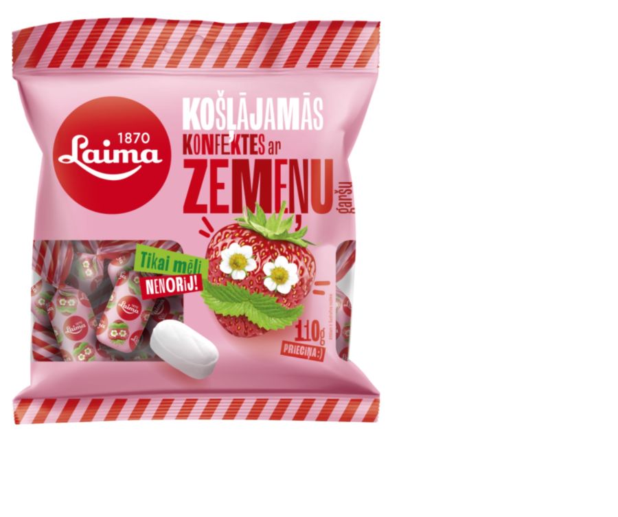 Košļājamās konfektes LAIMA Zemeņu, 110g (450-23549)