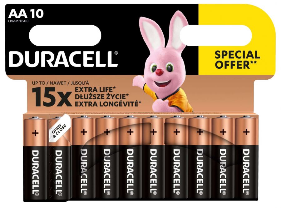 Baterijas DURACELL AA, LR06, 10 gab