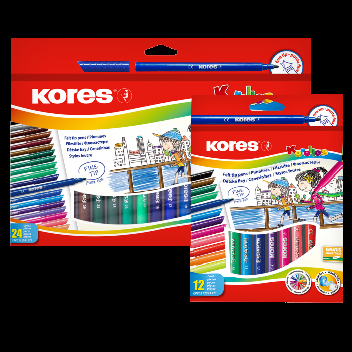 Kores KORELLOS standarta / 12 flomasteri