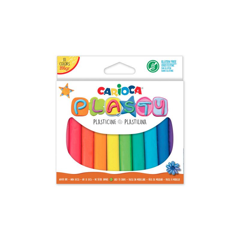 Plastilīns CARIOCA, 10 dažādas krāsas, 200