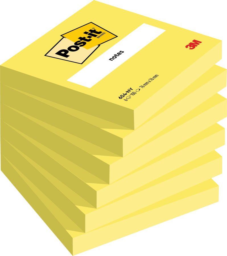 Piezīmju līmlapiņas Post-it Neon 76x76mm, dzeltenas (100-00944)