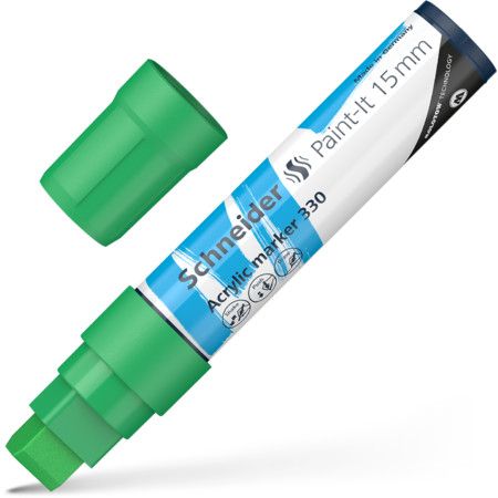 Akrila marķieris SCHNEIDER Paint-it 330, 15mm, zaļš (200-14328)
