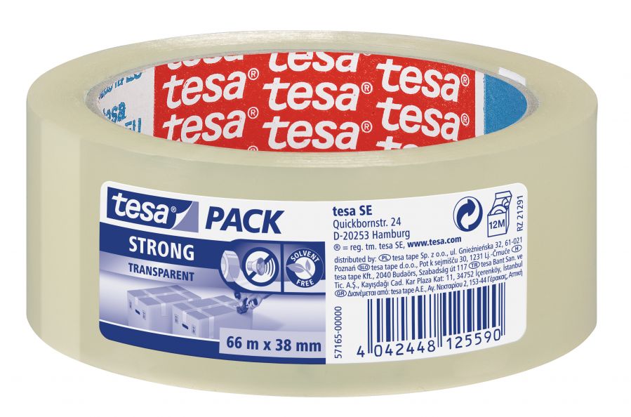 Iepakošanas līmlente tesapack® strong, caurspīdīga, 66mx38mm