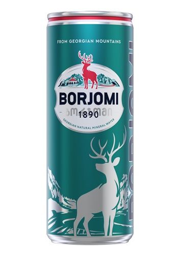 Minerālūdens BORJOMI, gāzēts, bundžā, 0.33l