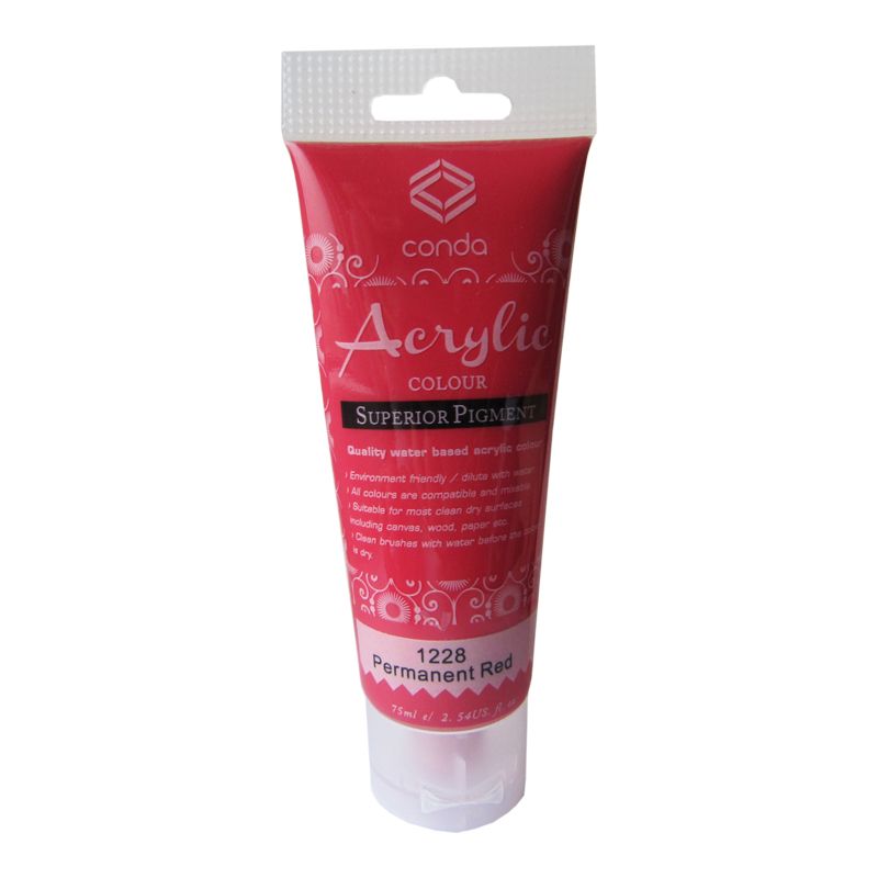 Akrila krāsa, 75ml, 1228 intensīvi sarkana (Permanent Red) (550-03420)