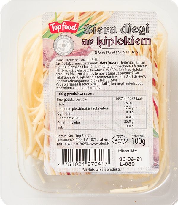 Svaigais siers TOP FOOD, "Siera