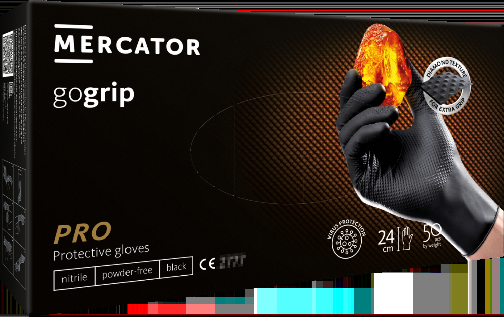 Cimdi nitrila MERCATOR Powergrip, melni, M izm., 50gab (400-10558)