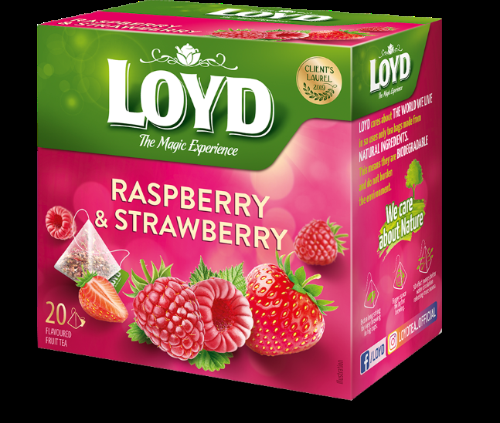 Augļu tēja LOYD Pyramids ar aveņu un zemeņu garšu, 20x2 g (450-11611)