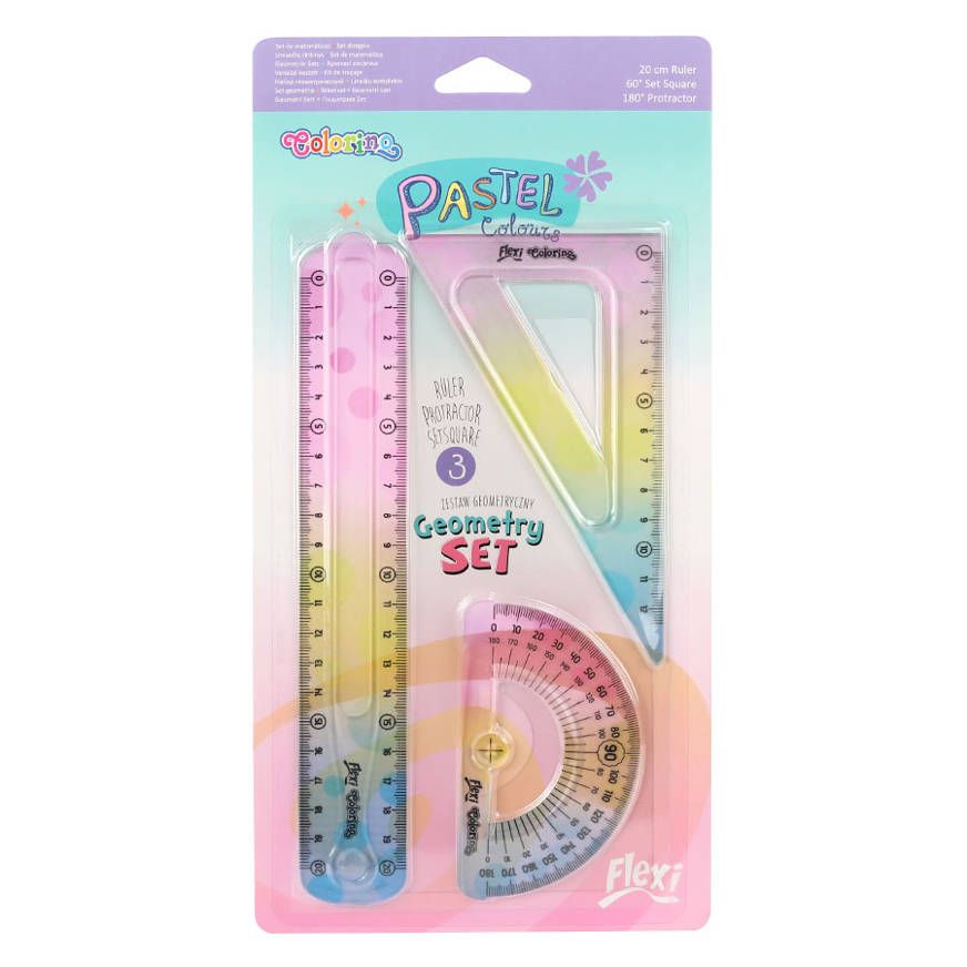 Colorino Lineālu komplekts Pastel Flex, 3