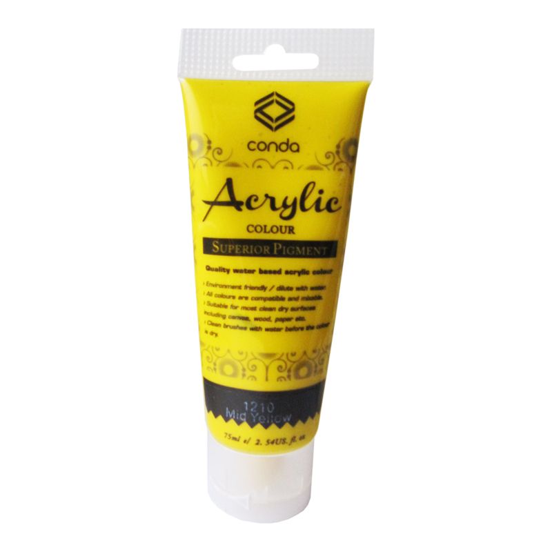 Akrila krāsa, 75ml, 1210 dzeltena (Mid Yellow) (550-03412)