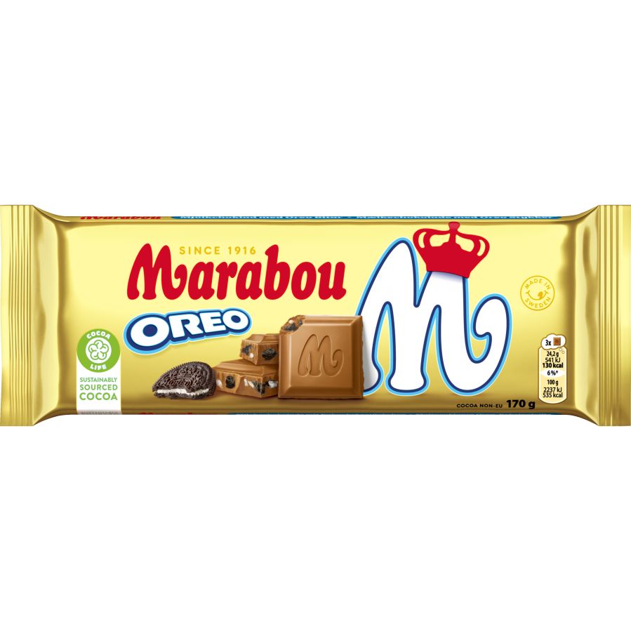 Piena šokolāde MARABOU Oreo, 170 g (450-27851)