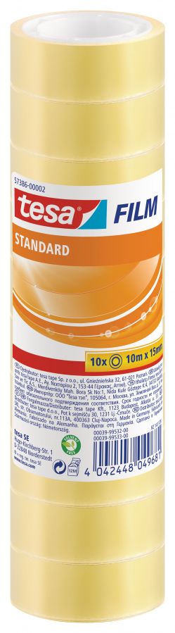 Pašlīmējoša lente tesafilm® Standard, caurspīdīga, 10