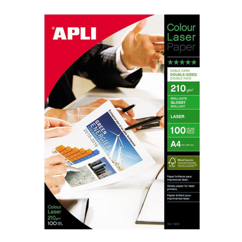 Papīrs APLI Colour Laser Glossy A4 210g/m2, divpusīgs, 100 loksnes/iepakojumā (100-00216)