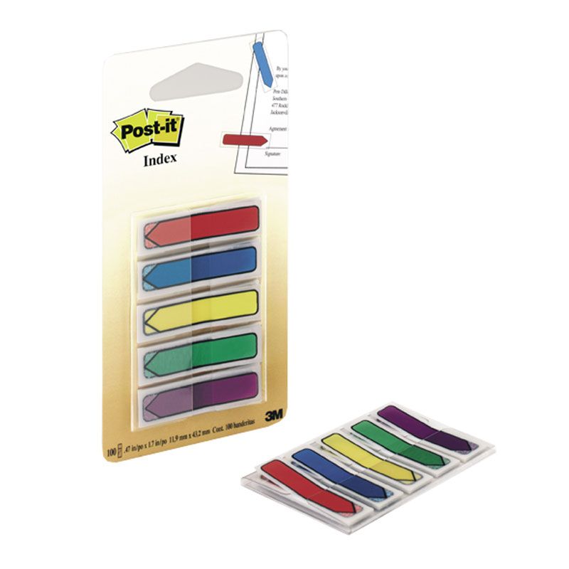 Pašlīpošie indeksi Post-it 5 krāsas bultas