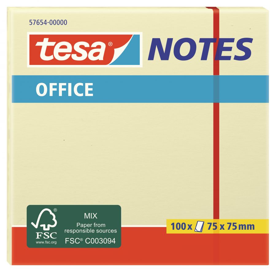 Piezīmju līmlapiņas Tesa Office, 75x75 mm