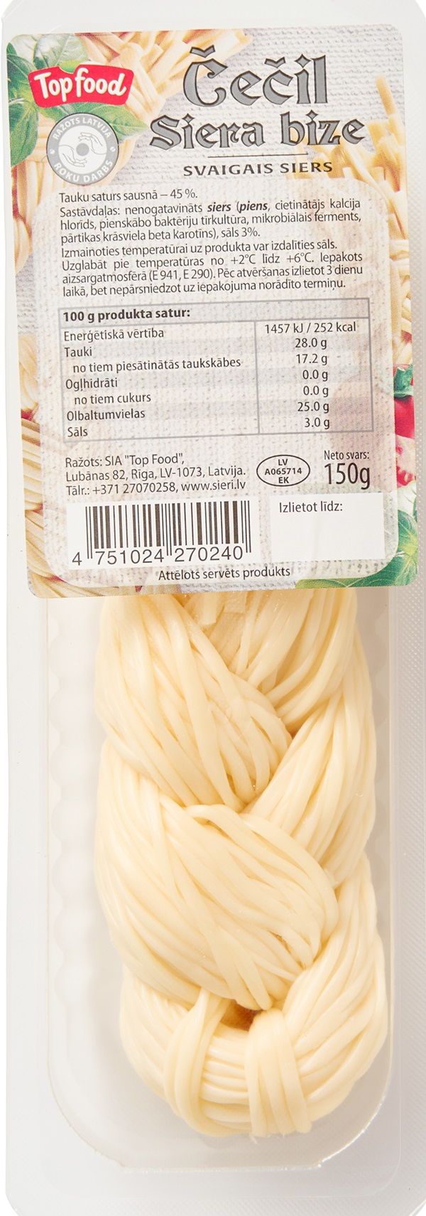 Svaigais siers TOP FOOD, Čečil  &quot
