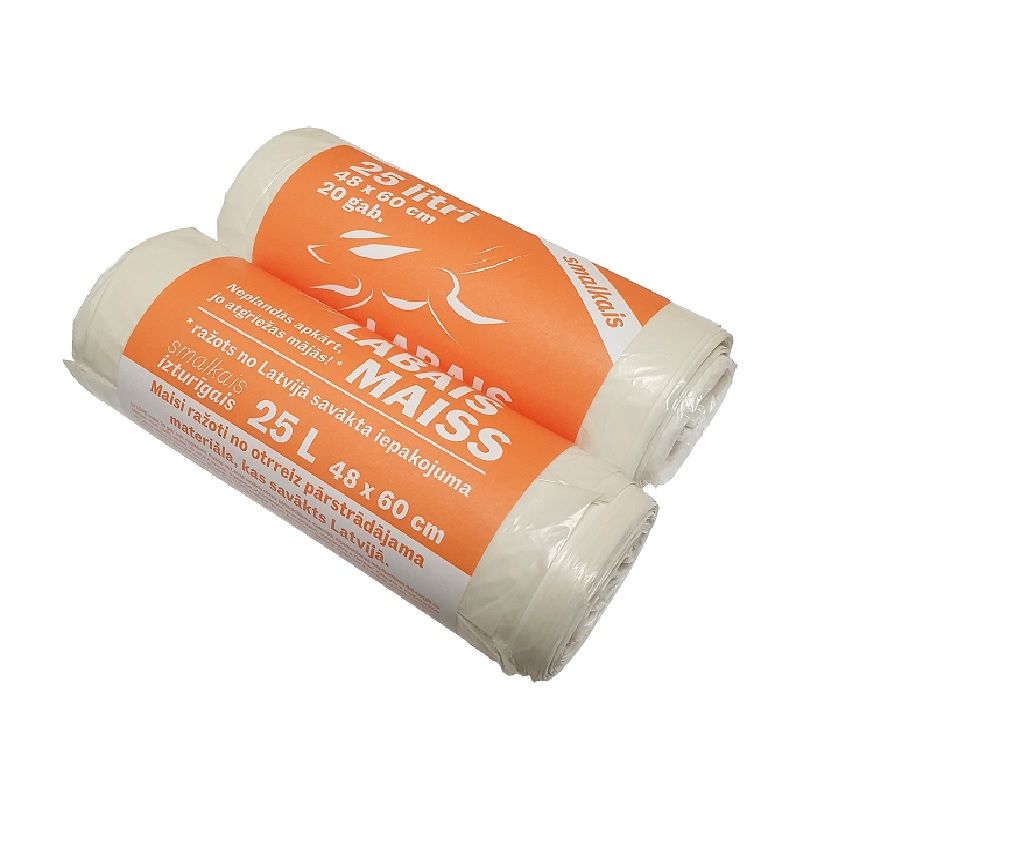 Atkritumu maisi LABAIS MAISS LDPE, smalkie, 25l, balti, 48x60cm, 10mk, 20gab (400-10496)