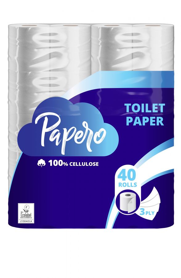 Tualetes papīrs PAPERO, 3 slāņi, 12