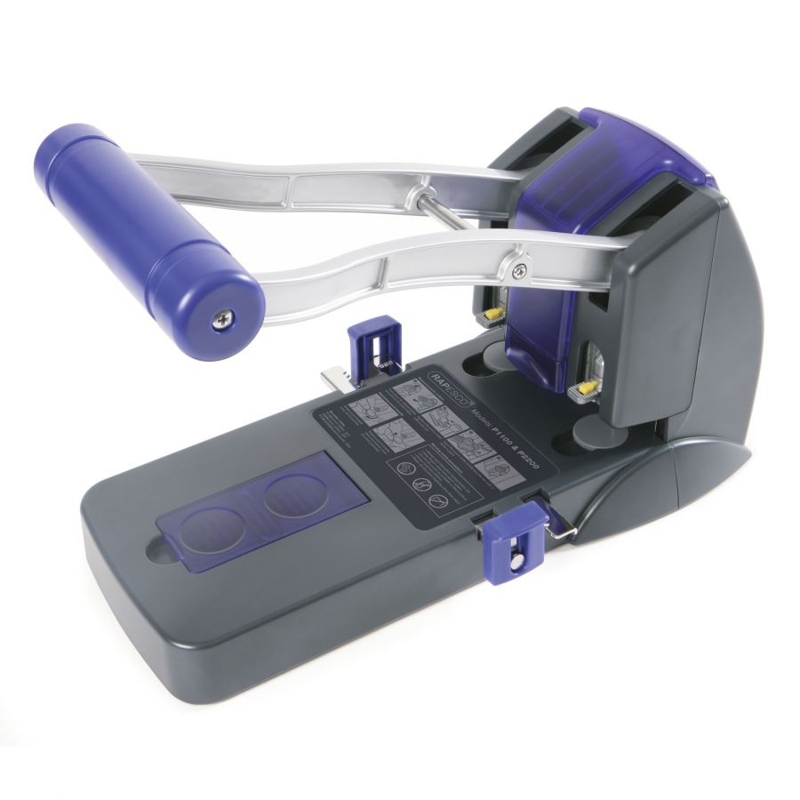 Caurumu perforators RAPESCO ECO P2200, 2 caurumi, 150 loksnes, melna/violeta (200-15350)