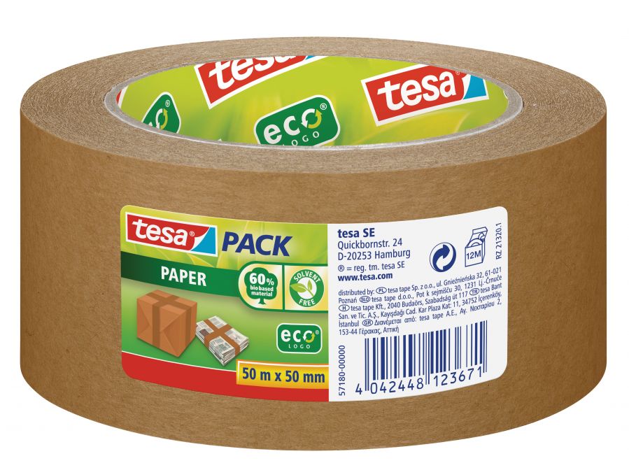 Iepakošanas līmlente tesapack® ecoLogo®, videi draudzīga, 50m x 50mm (200-14106)
