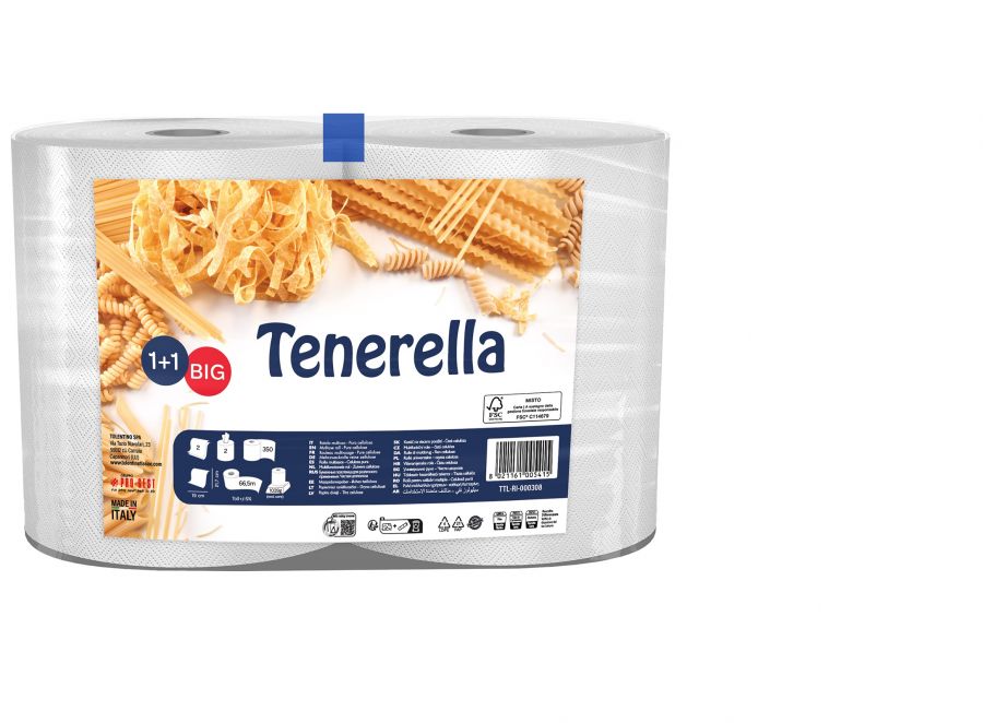 Papīra dvieļi TENERELLA, 1+1, 2 slāņi