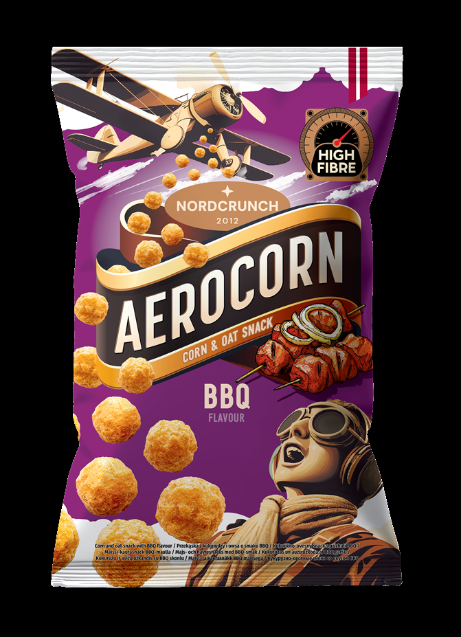 Aerocorn kukurūzas un auzu uzkoda ar BBQ garšu 100g (450-27884)