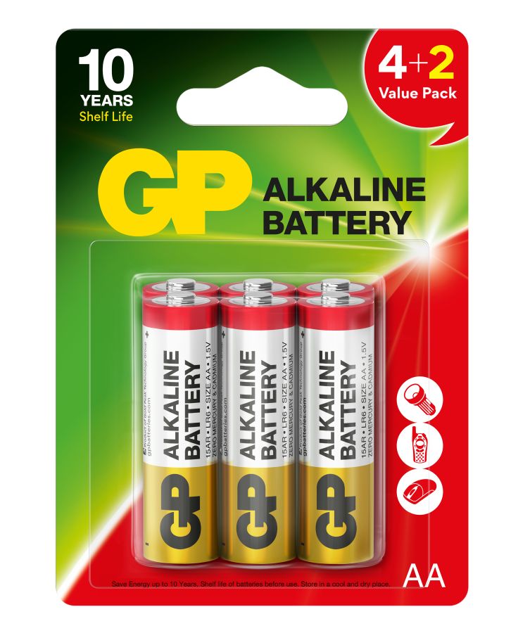 Baterija GP ALKALINE RED LR6/AA B4+2